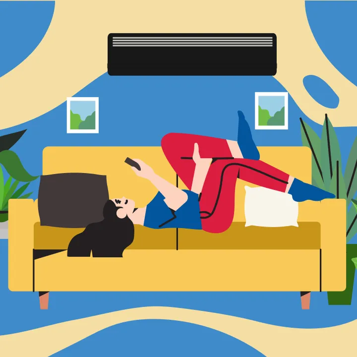 Ilustrasi seseorang sedang bermain media sosial sambil bersantai.