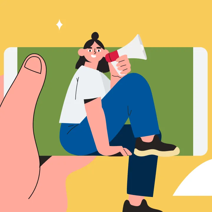 Ilustrasi berbicara di ruang digital.