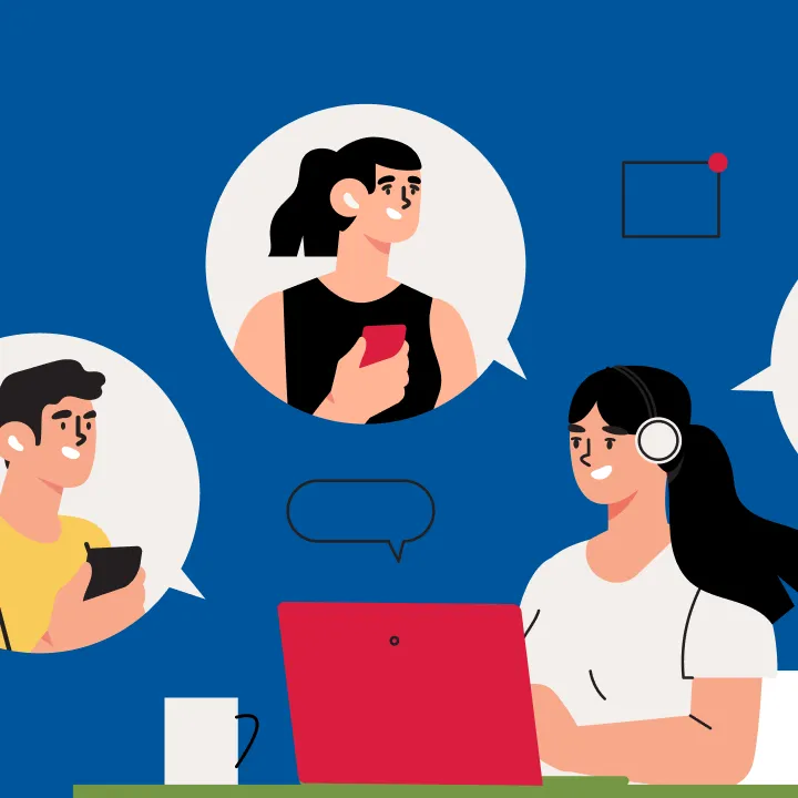 Ilustrasi berkomunikasi melalui ruang digital.