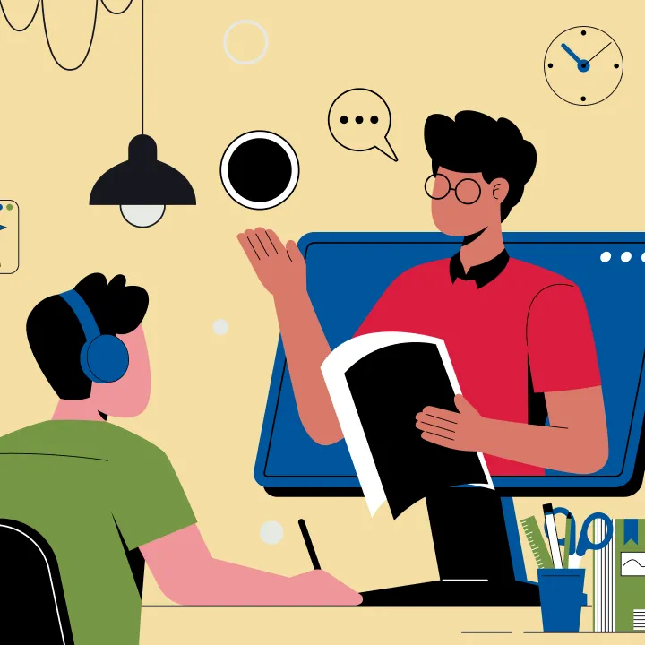 Ilustrasi belajar melalui perangkat digital.